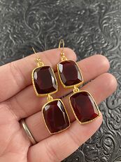 Faceted Garnet Dagle Crystal Earrings Jewelry #F1z6HYlqkZI