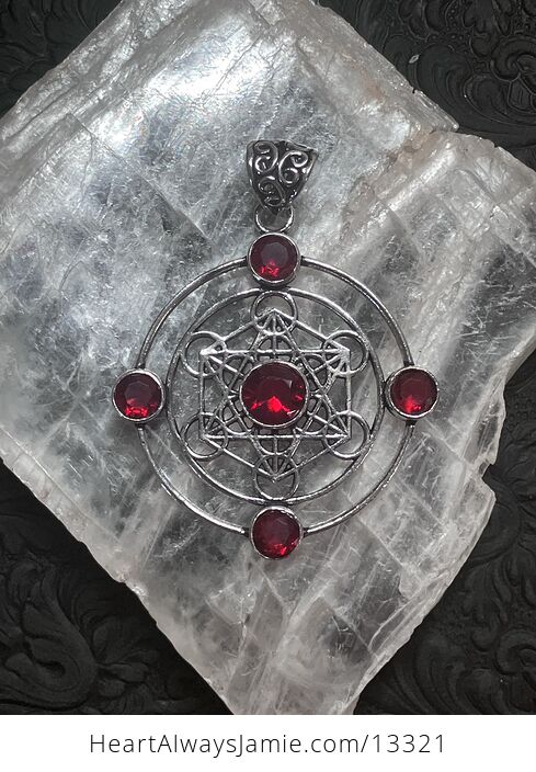 Faceted Garnet Metratrons Cube Sacred Geometry Stone Crystal Pendant Jewelry - #Dfbc7GC2O0c-2