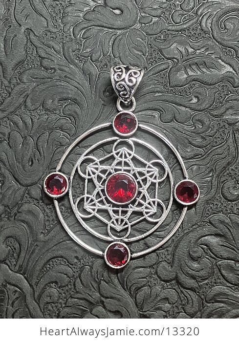 Faceted Garnet Metratrons Cube Sacred Geometry Stone Crystal Pendant Jewelry - #XPXW7FrkOPI-2