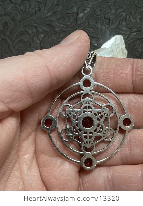 Faceted Garnet Metratrons Cube Sacred Geometry Stone Crystal Pendant Jewelry - #XPXW7FrkOPI-5