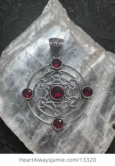 Faceted Garnet Metratrons Cube Sacred Geometry Stone Crystal Pendant Jewelry - #XPXW7FrkOPI-4