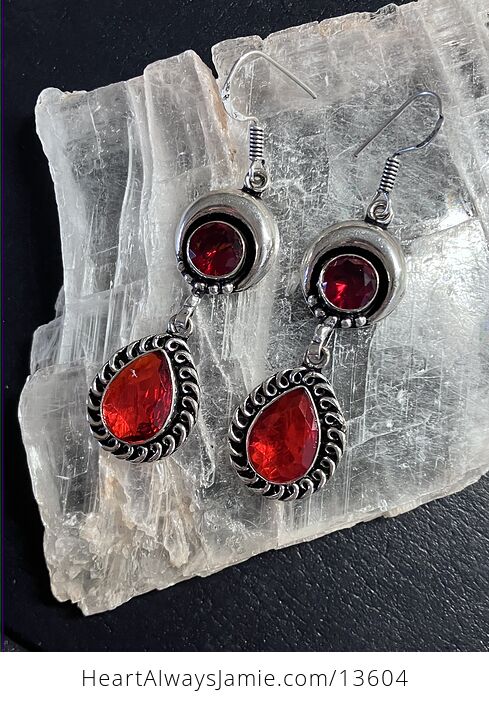 Faceted Garnet Red Gem Crescent Moon Crystal Stone Jewelry Earrings - #T36EpLV8THE-2