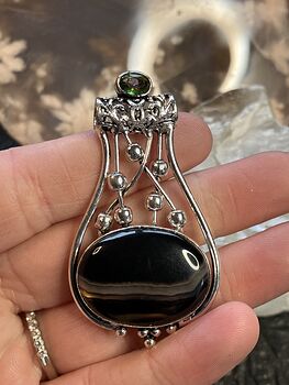 Faceted Gem and Banded Black Agate Gemstone Jewelry Crystal Fidget Pendant #Vz2vt8WMKsQ