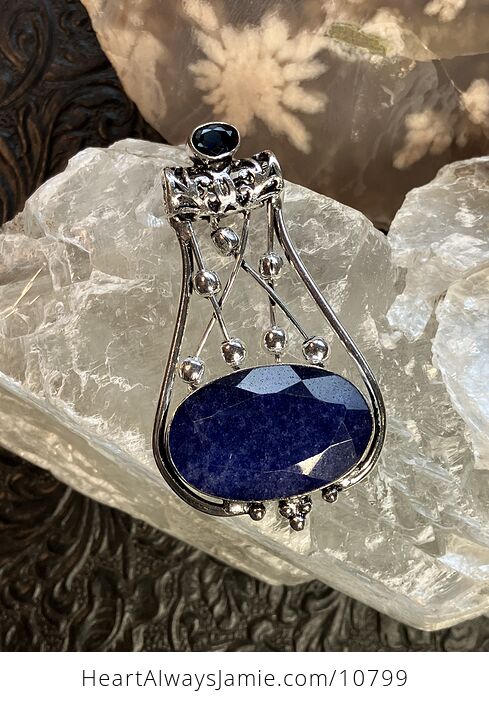 Faceted Gem and Simulated Blue Sapphire Gemstone Jewelry Crystal Fidget Pendant - #Xd33kVUB1uU-5