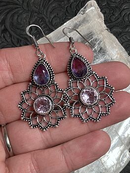 Faceted Gems Bohemian Styled Mandala Earrings Stone Crystal Jewelry #CjTqhUxABNY