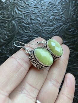 Faceted Green Cats Eye Stone Crystal Jewelry Earrings #9ouENOA4Rb8