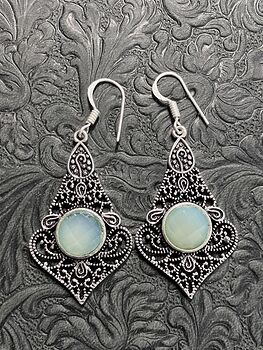 Faceted Green Chalcedony Crystal Earrings #LRWyozvNzrE