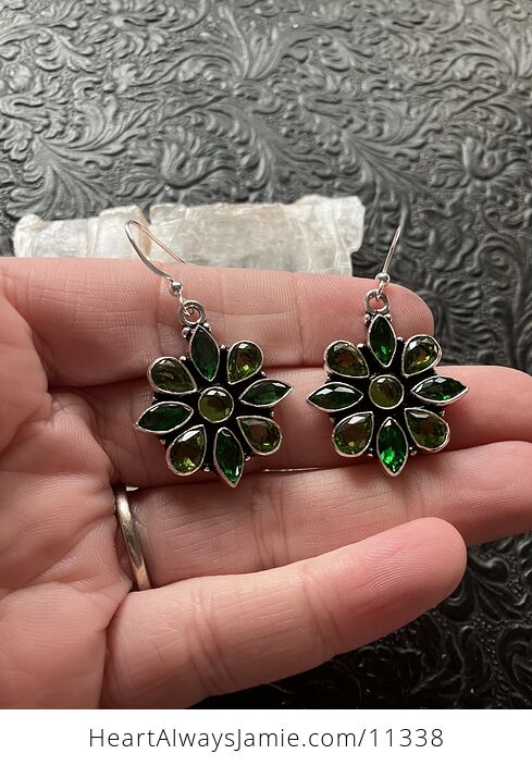 Faceted Green Flower Stone Crystal Jewelry Earrings - #NlyrV2HE0Bk-6