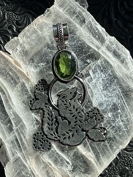 Faceted Green Peridot Gem Fox Pendant Stone Crystal Jewelry #ONNzFRsJXYM