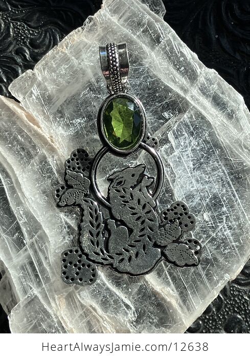 Faceted Green Peridot Gem Fox Pendant Stone Crystal Jewelry - #ONNzFRsJXYM-1