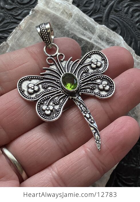 Faceted Green Periodot Gem Dragonfly Stone Jewelry Crystal Pendant - #w3GN02MiR9I-5