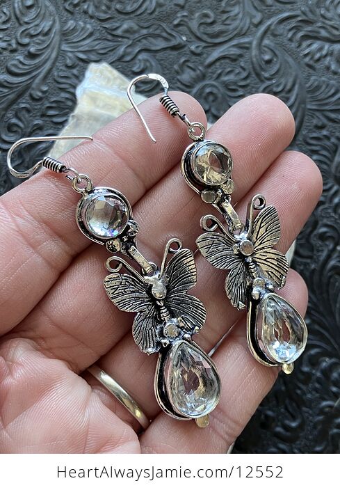 Faceted Irididescent Topaz Butterfly Crystal Stone Jewelry Earrings - #yvRdrGC5HHk-3