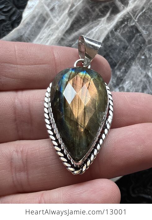 Faceted Labradorite Pendant Crystal Stone Jewelry - #OVqMcLtNQpo-7