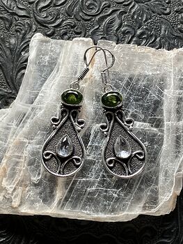 Faceted Peridot and Clear Topaz Crystal Stone Jewelry Earrings #jjCVkC0mTEo