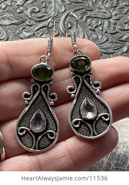 Faceted Peridot and Clear Topaz Crystal Stone Jewelry Earrings - #jjCVkC0mTEo-6