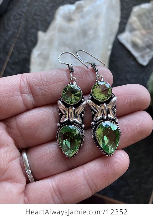 Faceted Peridot Butterfly Crystal Stone Jewelry Earrings - #AqsuKEhygRk-6