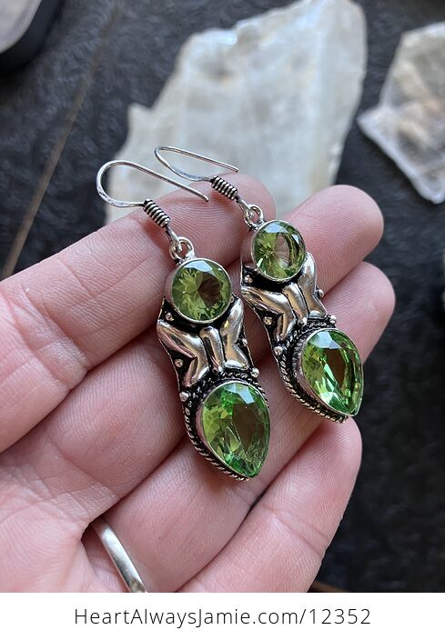 Faceted Peridot Butterfly Crystal Stone Jewelry Earrings - #AqsuKEhygRk-5