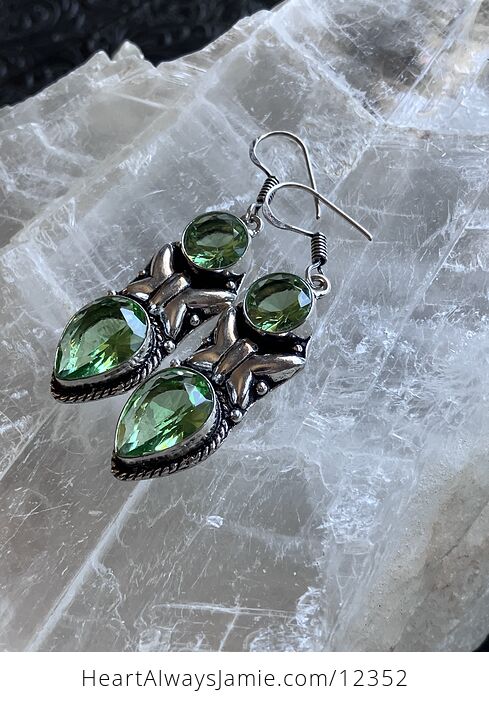 Faceted Peridot Butterfly Crystal Stone Jewelry Earrings - #AqsuKEhygRk-3