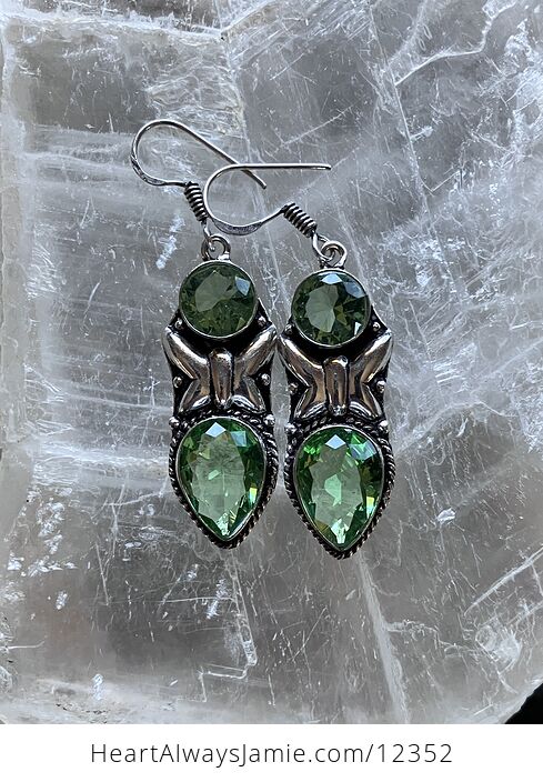 Faceted Peridot Butterfly Crystal Stone Jewelry Earrings - #AqsuKEhygRk-1