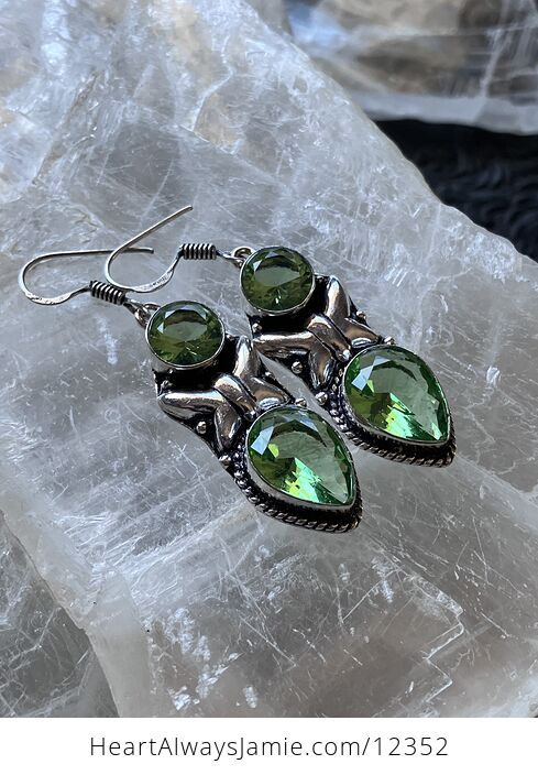 Faceted Peridot Butterfly Crystal Stone Jewelry Earrings - #AqsuKEhygRk-2