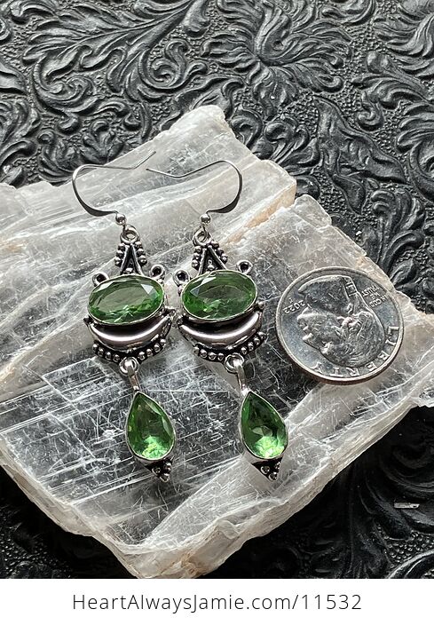 Faceted Peridot Crescent Moon Crystal Stone Jewelry Earrings - #qU7xscLPRjk-6