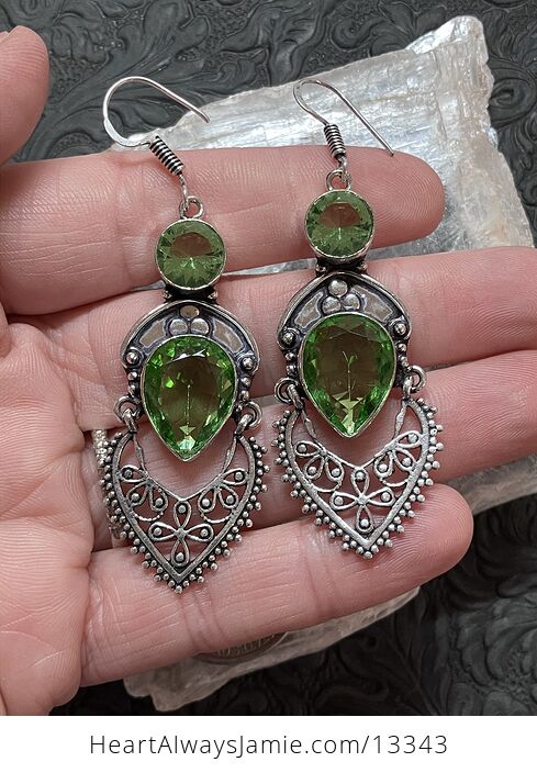 Faceted Peridot Gem Bohemian Styled Mandala Earrings Stone Crystal Jewelry - #2tel4kIywyw-1