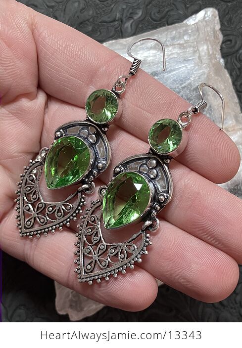 Faceted Peridot Gem Bohemian Styled Mandala Earrings Stone Crystal Jewelry - #2tel4kIywyw-3