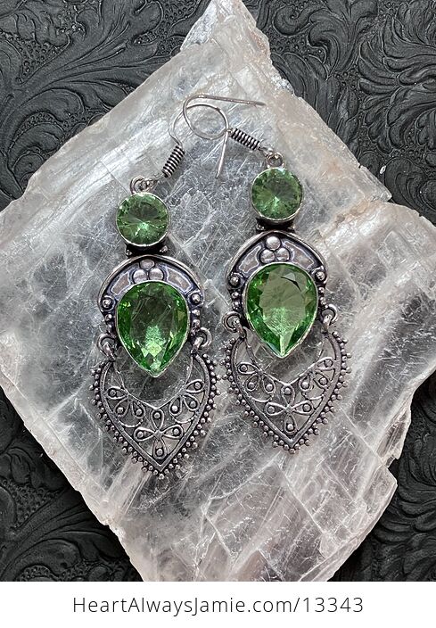 Faceted Peridot Gem Bohemian Styled Mandala Earrings Stone Crystal Jewelry - #2tel4kIywyw-5