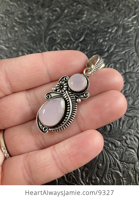 Faceted Pink Chalcedony Floral Crystal Stone Jewelry Pendant - #Ljf4WhXtpEQ-5