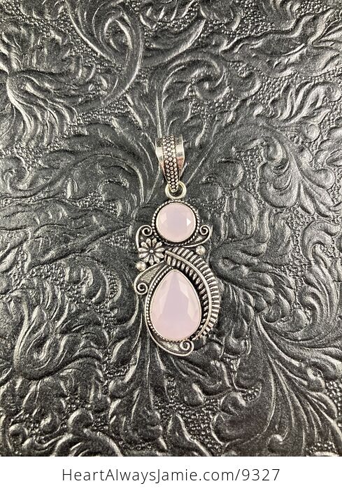 Faceted Pink Chalcedony Floral Crystal Stone Jewelry Pendant - #Ljf4WhXtpEQ-2