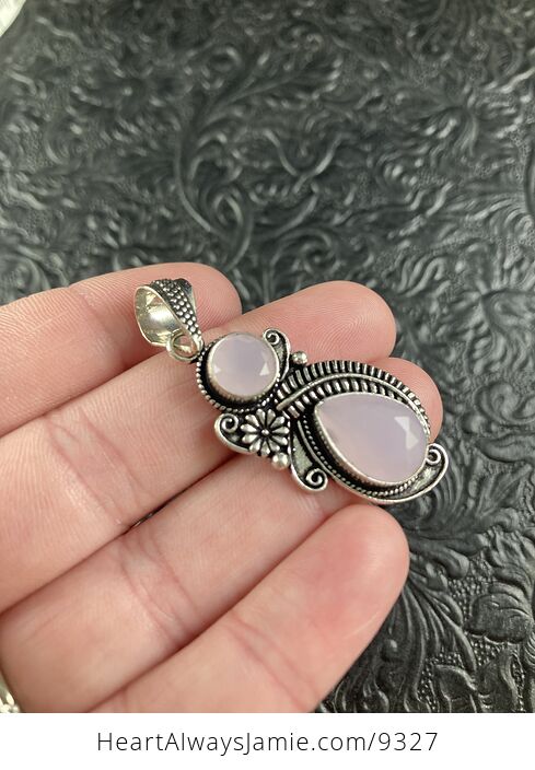 Faceted Pink Chalcedony Floral Crystal Stone Jewelry Pendant - #Ljf4WhXtpEQ-6