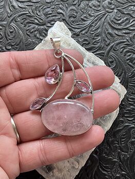Faceted Pink Gems and Rose Quartz Crystal Stone Jewelry Pendant #W2qKjs1YJQo
