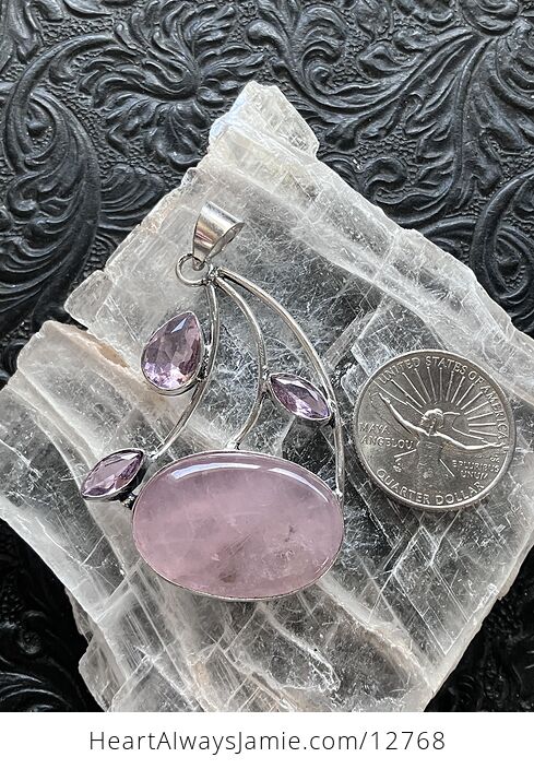 Faceted Pink Gems and Rose Quartz Crystal Stone Jewelry Pendant - #W2qKjs1YJQo-6