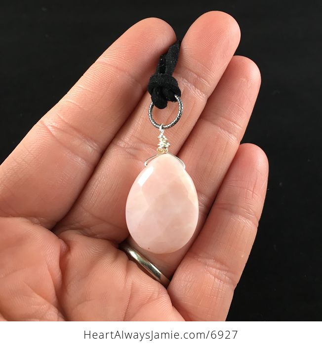 Faceted Pink Opal Stone Jewelry Pendant Necklace - #omlXzhc8WXk-1