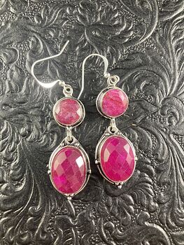 Faceted Raw Ruby Crystal Stone Jewelry Earrings #HO1JcXcQjE0