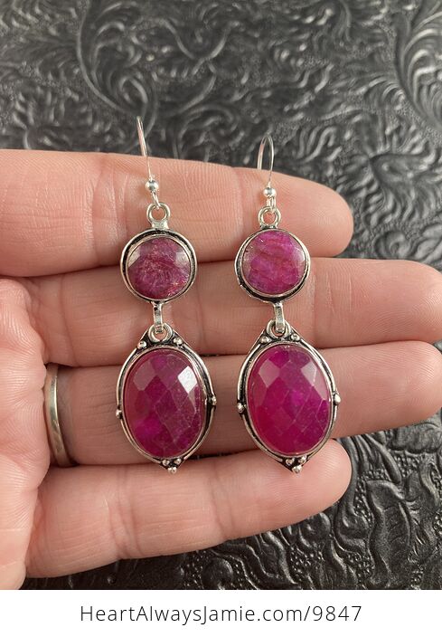 Faceted Raw Ruby Crystal Stone Jewelry Earrings - #HO1JcXcQjE0-5