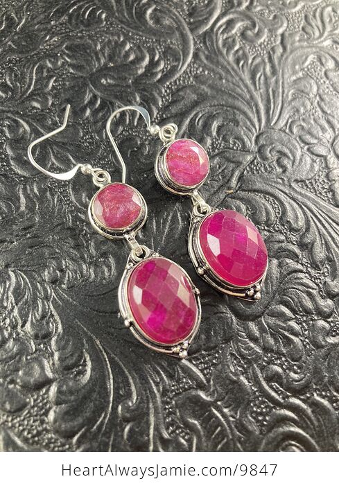 Faceted Raw Ruby Crystal Stone Jewelry Earrings - #HO1JcXcQjE0-6