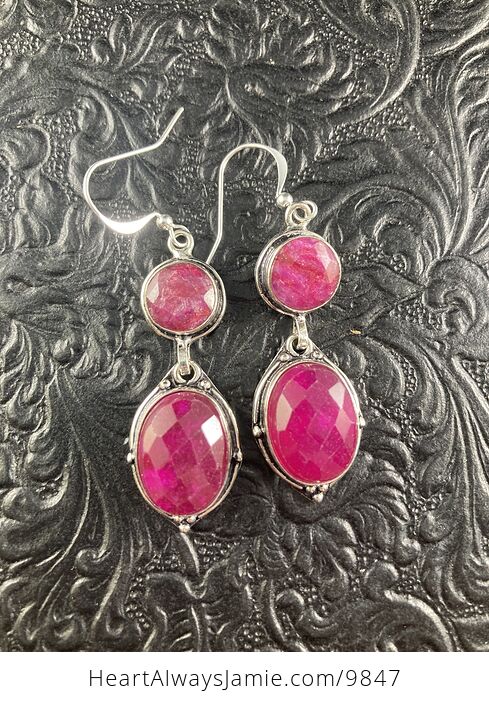 Faceted Raw Ruby Crystal Stone Jewelry Earrings - #HO1JcXcQjE0-1