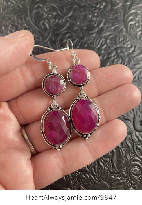 Faceted Raw Ruby Crystal Stone Jewelry Earrings - #HO1JcXcQjE0-2