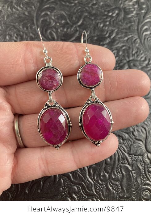 Faceted Raw Ruby Crystal Stone Jewelry Earrings - #HO1JcXcQjE0-4