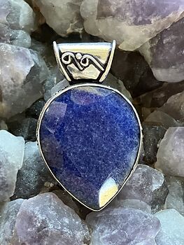 Faceted Simulated Blue Sapphire Gemstone Jewelry Crystal Pendant #91rxYRGn3wU