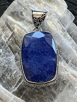 Faceted Simulated Blue Sapphire Gemstone Jewelry Crystal Pendant #owwCywSrheQ
