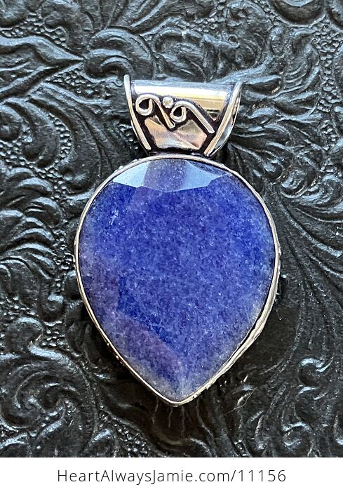 Faceted Simulated Blue Sapphire Gemstone Jewelry Crystal Pendant - #91rxYRGn3wU-6