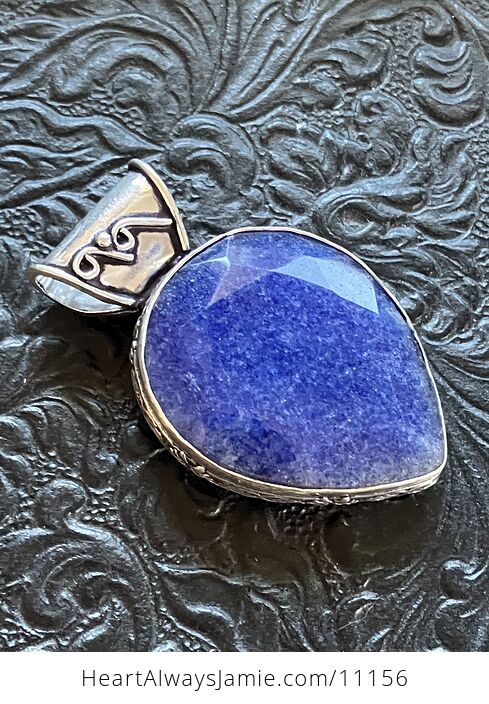 Faceted Simulated Blue Sapphire Gemstone Jewelry Crystal Pendant - #91rxYRGn3wU-7