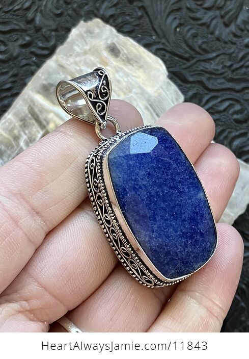 Faceted Simulated Blue Sapphire Gemstone Jewelry Crystal Pendant - #owwCywSrheQ-4