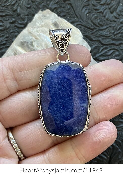 Faceted Simulated Blue Sapphire Gemstone Jewelry Crystal Pendant - #owwCywSrheQ-3