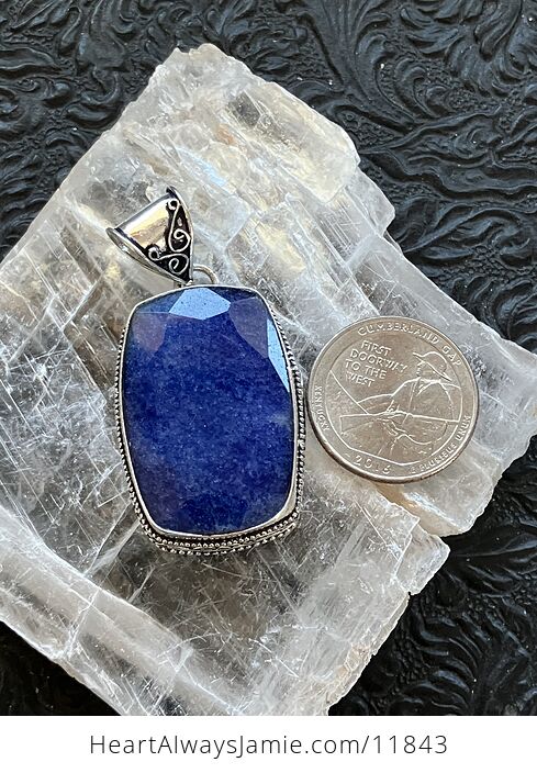 Faceted Simulated Blue Sapphire Gemstone Jewelry Crystal Pendant - #owwCywSrheQ-2