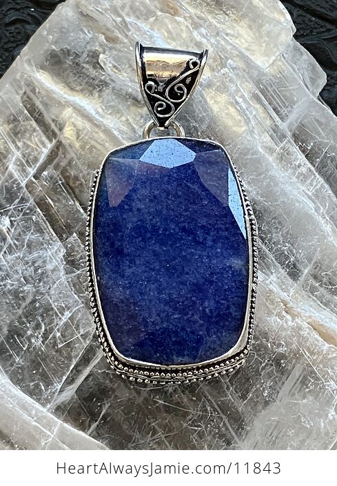 Faceted Simulated Blue Sapphire Gemstone Jewelry Crystal Pendant - #owwCywSrheQ-1
