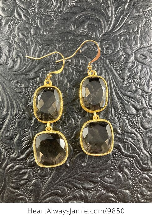 Faceted Smoky Quartz Dangle Crystal Earrings Jewelry - #CaJknV0yBrE-3