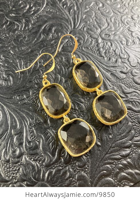Faceted Smoky Quartz Dangle Crystal Earrings Jewelry - #CaJknV0yBrE-4